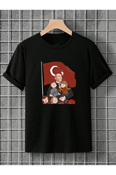 donamod Μπλουζάκι δώρου Unisex Oversize 23 Απριλίου με μανδύα Ατατούρκ για πα...