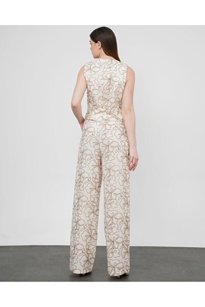 FEMİNEER.com Patterned Linen Beige Vest