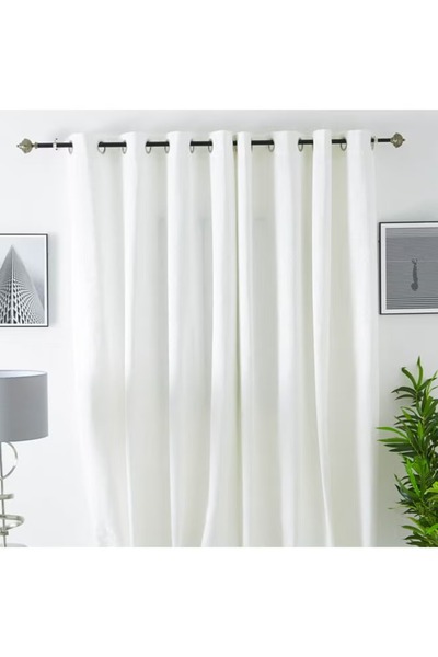 rexa طقم ستائر ديفنبورت المزخرفة من قطعتين، أبيض، 240×135 سم