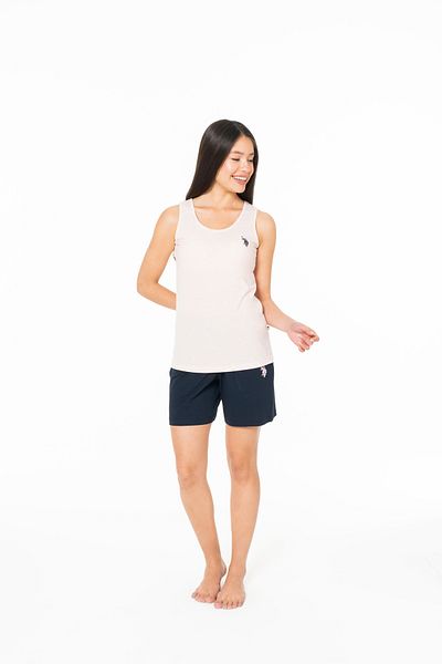 U.S. Polo Assn. Women's Pink Melange Tank Top Shorts Set