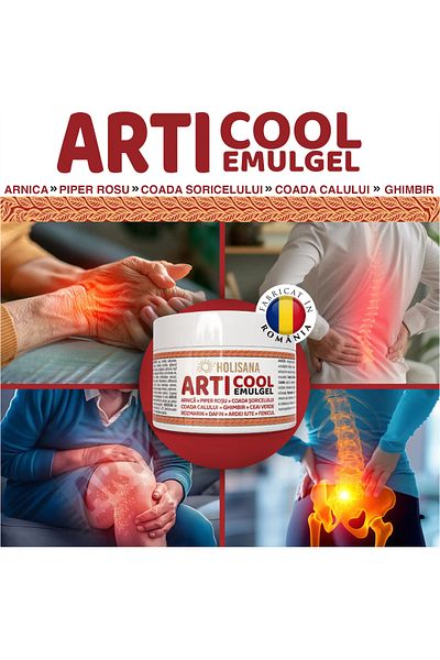Holisana Gel emulgator, ARTICOOL Emulgel, Holisana, Arnică, Ardei roșu, Coada-calului, Coada șoricelului, Ghimbir, 300 ml