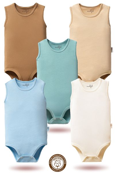 MAHFEL 100% Organic Cotton Baby Body: Pack of 5