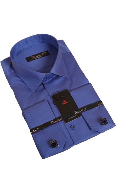 Dicotto Ανδρικό πουκάμισο - Saks Blue, Slim Fit, Micro ύφασμα, Μανικετόκουμπα, Slim Fit - 201-14