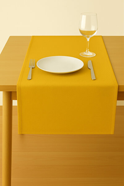 Luvora Home Runner dreptunghiular texturat din catifea seria Luna - galben închis