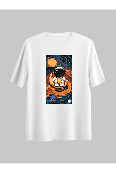 donamod Tricou alb unisex artistic astronaut obișnuit