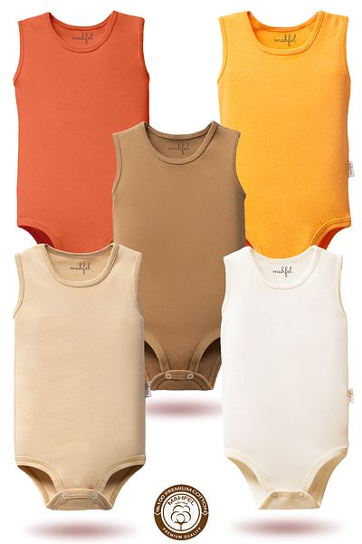 MAHFEL 100% Organic Cotton Baby Body: Pack of 5