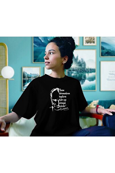 donamod Unisex Oversize Μαύρο Tshirt Ataturk