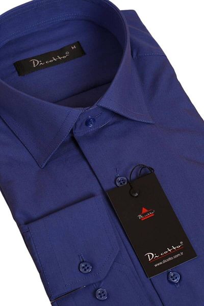 Dicotto Ανδρικό πουκάμισο Saks Blue Large Size Relaxed Cut με μακρυμάνικο κανονική εφαρμογή - 150-28