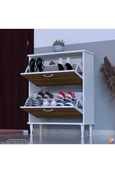 Modilayn UMAY Kapı Önü 72 x 90 x 25, 5 cm’ lik 2 Düşer Kapak 4 Göz Bölmeli Ayakkabılık