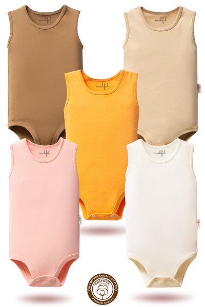 MAHFEL 100% Organic Cotton Baby Body: Pack of 5