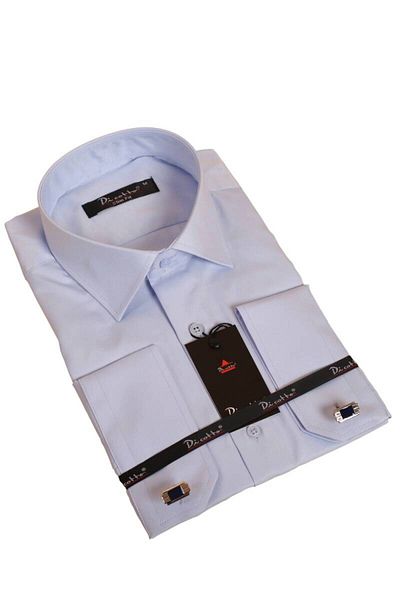Dicotto Мъжка риза Slim Fit от микро плат - Синя, Slim Fit, Копчета за ръкавели - 201-4