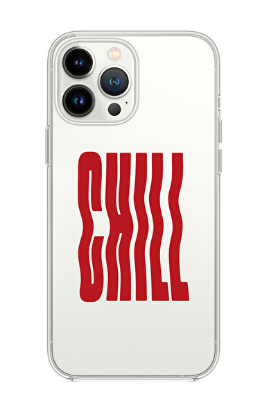 mooodcase iPhone 14 Pro Uyumlu Chill Desenli Şeffaf Silikonlu Telefon Kılıfı