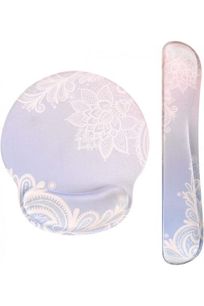 Haocoo Set mousepad și suport pentru încheietura mâinii, spumă cu memorie/cauciuc PU, roz/alb/violet