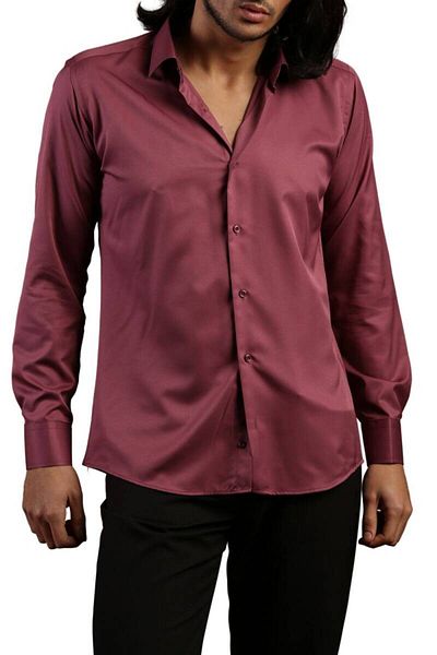 Dicotto Ανδρικό πουκάμισο Slim Fit - Χρώμα δαμάσκηνου, Slim Fit, Μανικετόκουμπα - 201-23