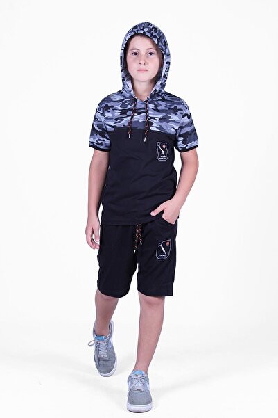 FYK KİDS Camouflage Patterned Capris and Sweatshirt Boy's Bottom and Top Set