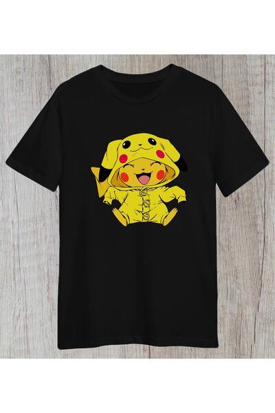 donamod Tricou obișnuit unisex cu design de desene animate Pokemon Pilachu