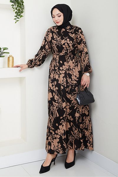 Bestenur Φόρεμα Nazer Woven Viscose 1491 - Καφέ