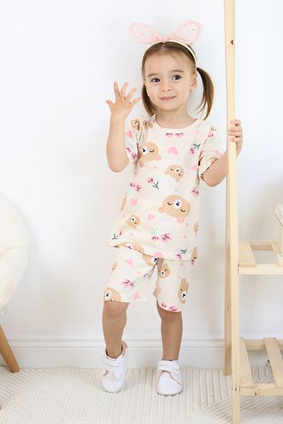Harika KIDS Girl's Pajama Set with Shorts - Cotton Combed Fabric