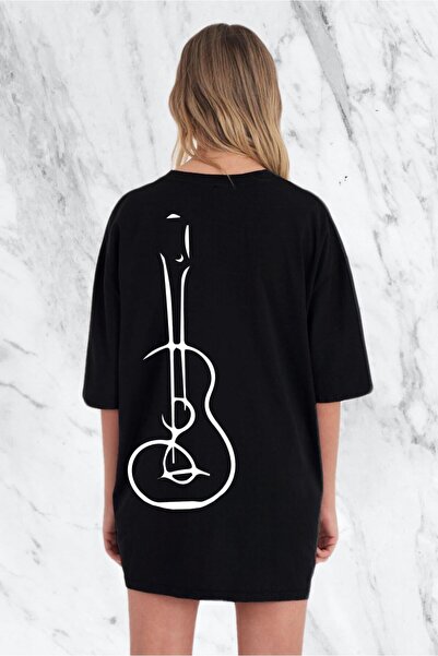 donamod Tricou supradimensionat pentru femei cu design special pentru chitară