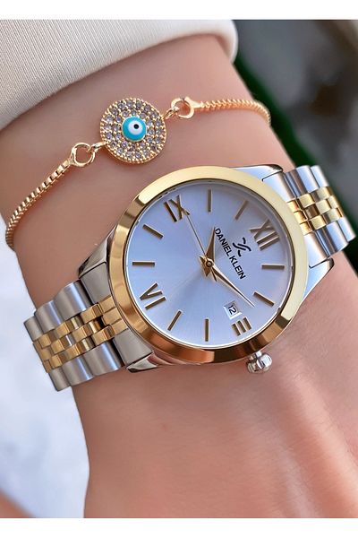 Daniel Klein Brand Yellow Silver Color Women's Wristwatch