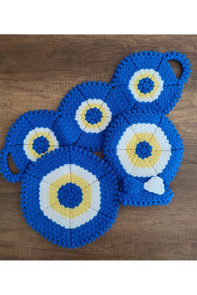 Mia Giyim El Örgüsü Üçlü Nazar Boncuklu Banyo Lif Takımı