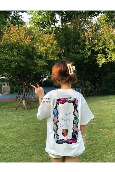 DEEFWEAR Λευκό Χρειάζομαι χρήματα για μια πολυτελή αυτοκίνητο πίσω μπλουζάκι ...