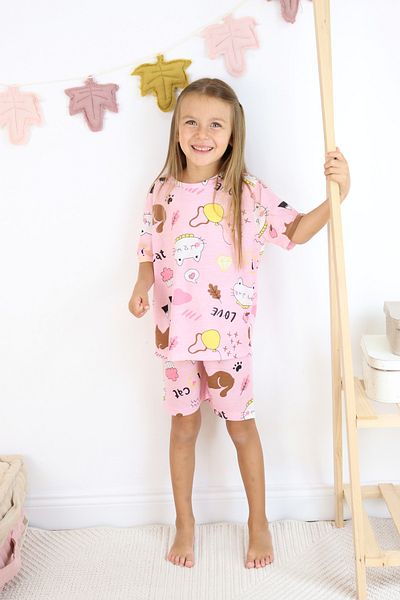 Harika KIDS Girl's Pajama Set with Shorts - Cotton Combed Fabric