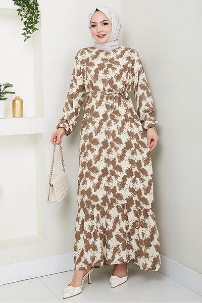 Bestenur Φόρεμα Reyal Woven Viscose 1489 - Καφέ