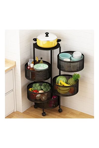 rexa Rotating Storage Rack Basket Black 90x34x34cm