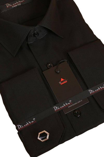 Dicotto Μαύρο ανδρικό πουκάμισο Micro Fabric Slim Fit - Μανικετόκουμπα, Slim Fit - 201-6