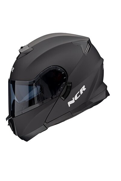 NCR Stars Çene Açılır Mat Kask Siyah Vizörlü