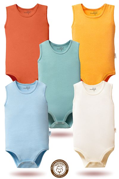 MAHFEL 100% Organic Cotton Baby Body: Pack of 5
