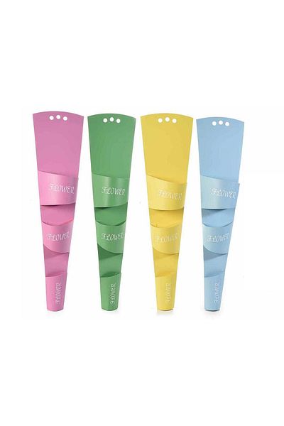 Decorer Set of 4 Semi-Waterproof Paper Flower Stand Cones for Hanging 12.5x5x50 Cm