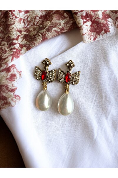 FAYRA ACCESSORIES Su Damlası İnci Sallantılı Kırlangıç Figürü Küpe