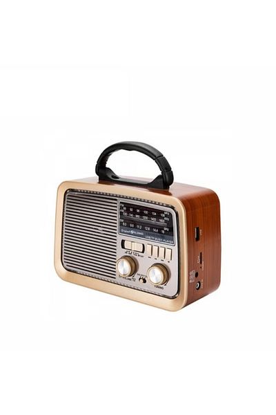 Denx راديو محمول Hi-fi بثلاث قنوات Fm - Am - Sw ذهبي/بني/أسود بلوتوث Aux بطاقة Tf قرص فلاش Usb