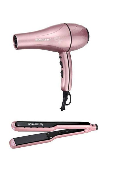 sonashi 2-Piece Hair Dryer And Wet & Dry Ceramic Hair Straightener Flat Iron Set SHD-3046 + SHS-2059