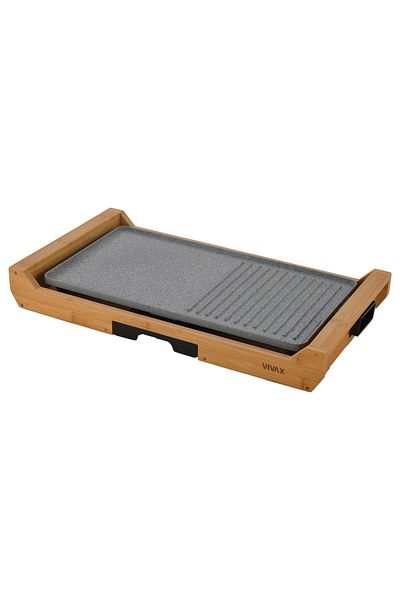 Vivax Oliva Grătar electric Vivax, EG-4020B, suprafață de gătit netedă și striată, tavă de scurgere, bambus, 1800W