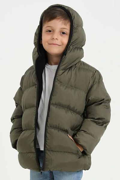 freemen Boy's Khaki Fleece Fur Hooded Waterproof Wind Resistant Pocket Puffer Winter Coat