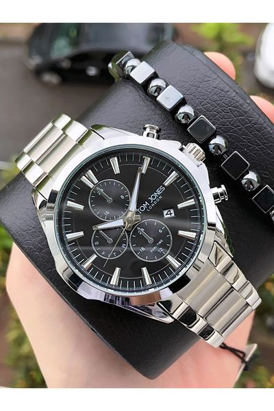 Tom Jones Steel Men's Wristwatch 3 Atm Waterproof 2Years Warranty with Invoice Bracelet Gift Tmj684211