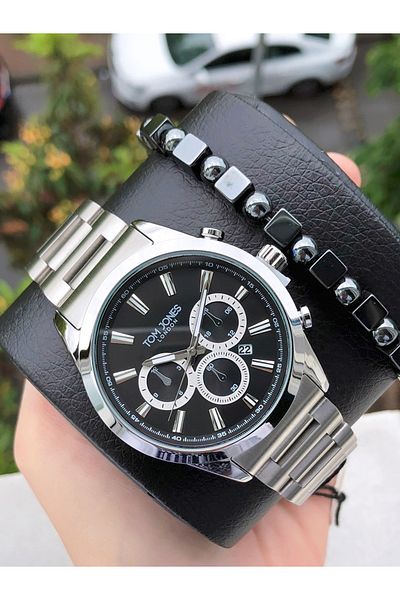 Tom Jones Steel Men's Wristwatch 3 Atm Waterproof 2Years Warranty with Invoice Bracelet Gift Tmj6842574
