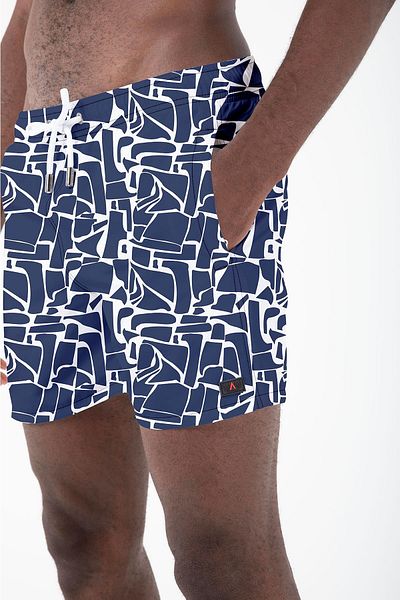 Miami Beach Ανδρικά μαγιό παραλίας Navy Blue - Υδατοαπωθητικά και ψηφιακά εμπριμέ