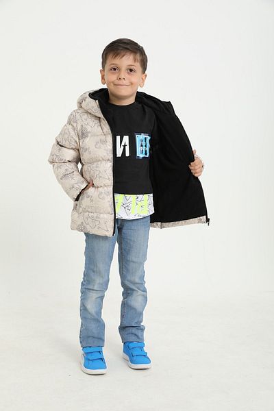 freemen Boys Beige Winter Coat - Fleece Water & Wind-Repellent Hooded