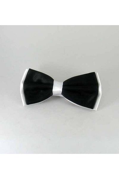 Gaffy Papion negru din satin cu garnitură albă - Gp15
