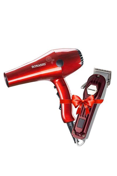 sonashi Hair Dryer Ac Motor 2000W With Rechargeable Hair Clipper 1000Ma Combo