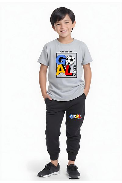 FYK KİDS Boy's Seasonal Goal Printed Bottom-Top Suit