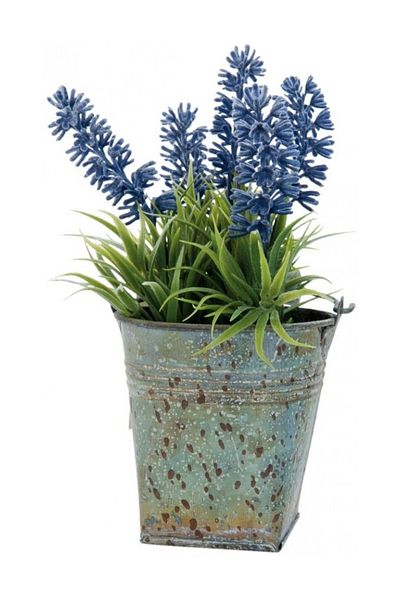 Clayre & Eef Lavanda Artificiala In Ghiveci De Metal 8 Cm X 9 Cm