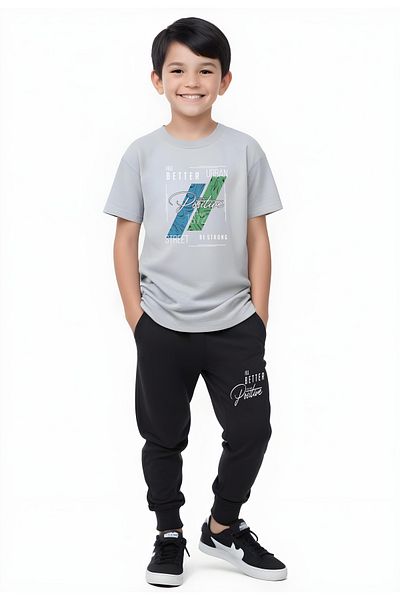 FYK KİDS Boy's Seasonal Positive Printed Bottom-Top Suit