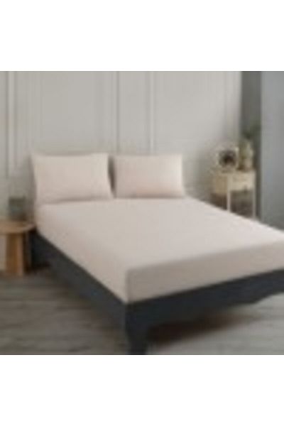 Enlora Home Bed sheet set with elastic and 2 pillowcases, 65% cotton and 35% polyester, 160x200cm, beige
