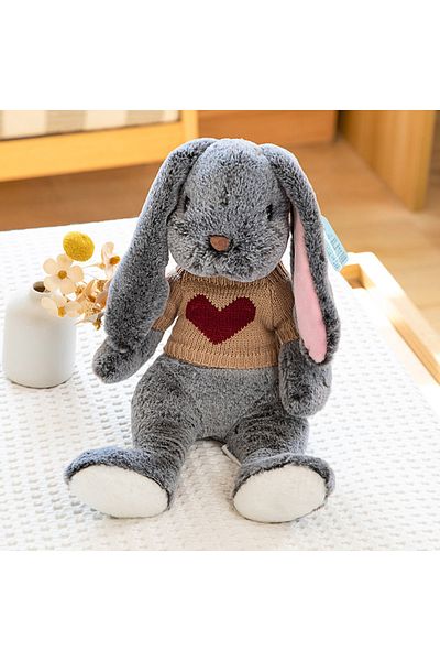 Choice about 35cm kaqi love gray bunny Cute Big Ear Bunny Plush Doll Cartoon Stuffed Animals Rabbit Wear Sw