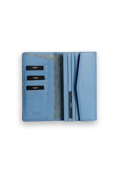 GUARD Ice Blue Genuine Leather Women's Wallet with Phone Port - Grd250412Wt1740